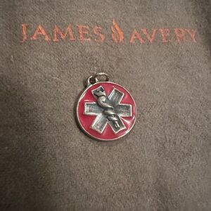 James Avery Red and Silver Medical Pendant